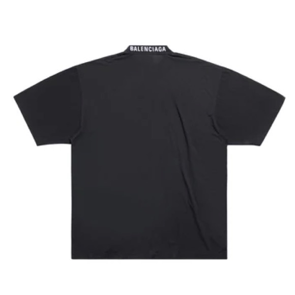 Balenciaga Black Medium Fit T-Shirt with Balenciaga Embroidered Neck - Picture 3 of 11